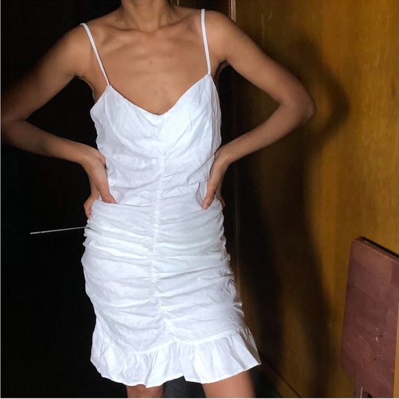 ZARA Draped Linen Blend Ruffle Hem Mini Dress - Picture 10 of 11